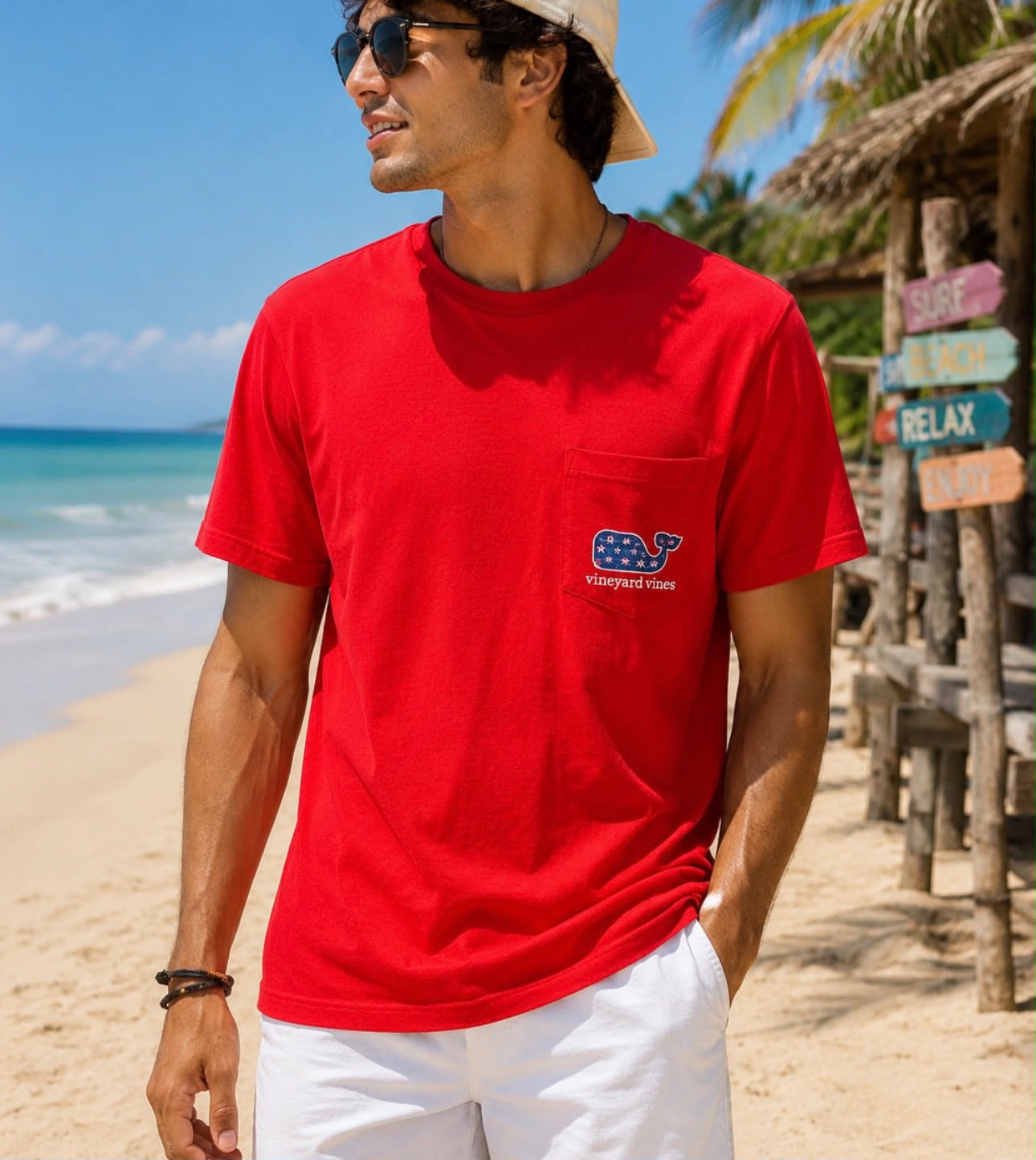 Vineyard Vines Camiseta Manga Corta- Roja